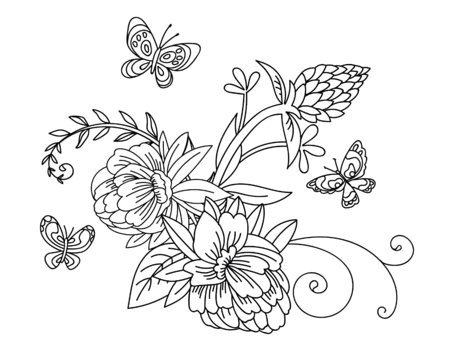 Doodle Flowers Butterflies Tracing Worksheets Pdf Free Vectors